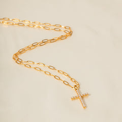 Pearly Cross Chain Necklace