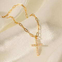 Pearly Cross Chain Necklace